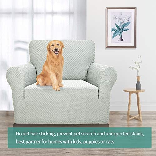 YEMYHOM Couch Cover Latest Jacquard Design High Stretch Sofa Chair Covers for Living Room, Pet Dog Cat Proof Armchair Slipcover Non Slip Magic Elastic Furniture Protector (Small, Ivory)