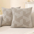 JIVINER Decorative Geometrical Throw Pillow Covers 18 x 18 Inch, Set of 2 Soft Modern Pattern Pillow Covers for Sofa, Couch, Living Room, Khaki