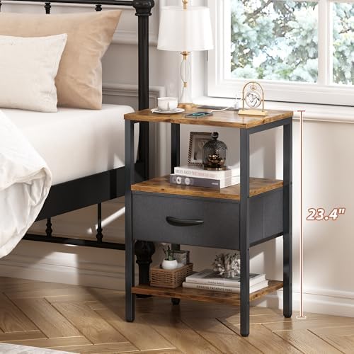 SUPERJARE Nightstand Set of 2 with Charging Station, USB-C Port, End Tables