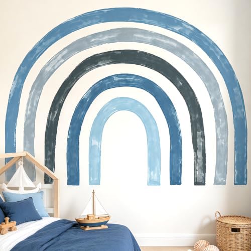 Large Boho Rainbow Wall Decals, Colorful Peel and Stick Fabric Nursery Wall Decor, Removable Home Room Wall Decor Murals Stickers for Kids Girls Toddler Bedroom Living Room Playroom