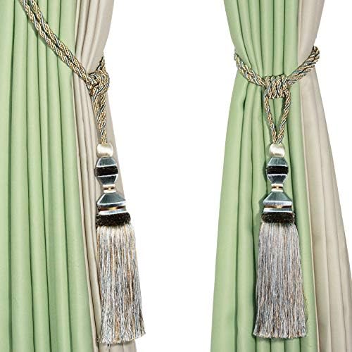 2 Pack Tassel Curtain Tiebacks Drapery Curtain Holdbacks-Blue