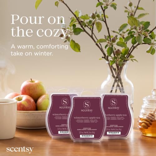 Scentsy Wax Melts, Winterberry Apple Tea 3 Bar Set, Paraffin Wax, 7.8 oz