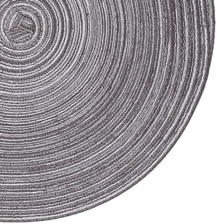 SHACOS Round Braided Placemats Set of 6 Round Table Mats 15 inch Cotton Washable for Holiday Party (Black Gray, 6)