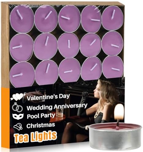 MAQIHAN Purple Tea Light Candles 25 Pack - Mini Votive Candles Bulk