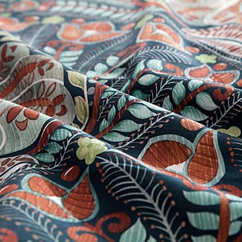 Boho Duvet Cover Queen,Paisley Flower Printed Long Staple Cotton Duvet Cover with 2 Pillowcases,Retro Damask Medallion Bedding Set-3 Pieces 90"x90"