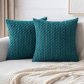 MIULEE Decorative Throw Pillow Covers 20x20 Teal Blue Textured Corduroy