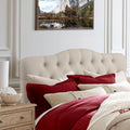 Rosevera Givanna Adjustable Height Headboard with Linen Upholstery and Button Tufting for Bedroom, King, Natural