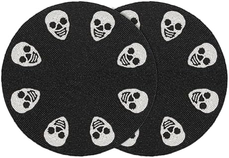COTTON CRAFT Halloween Charger Placemats - 2 Pack Spooky Skulls Tablemats