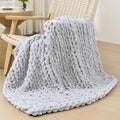 Bigacogo Chunky Knit Throw Blanket for Couch, 40x40 inches, Light Grey