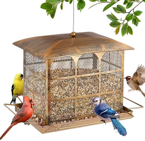Large Bird Feeder, 9.5LB Seed Capacity Bird Feeders for Outdoors Hanging