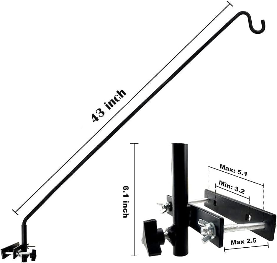 MIXXIDEA Extended Fence Deck Hook Rail Heavy Duty Bird Feeder Hook, Adjustable Plant Bracket for Bird Feeders, Planters, Suet Baskets, Lanterns, Wind Chimes and More