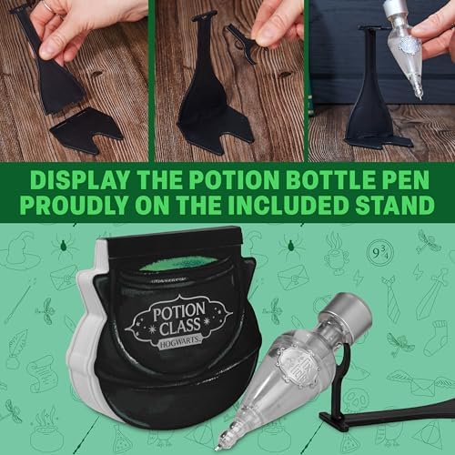 Harry Potter Potion Pen Set with Glow in the Dark Ink & Cauldron Notebook, Cool Stationery Kit & Supplies, Hogwarts Gift Sets, Gifts for Kids, Adults (Black Cauldron)