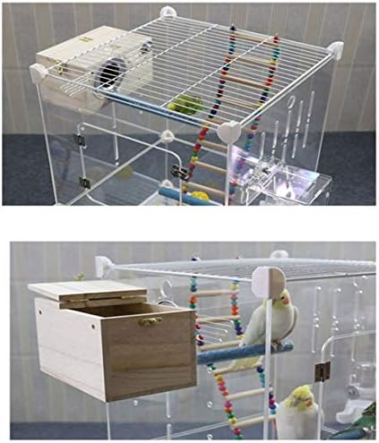 PINVNBY Parakeet Nesting Box,Bird House Wood Breeding Box Parrots Mating Box for Lovebirds Cockatoo Budgie Finch Canary and Medium-Sized Birds(L)