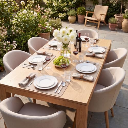 ADRIMER Fall Placemats Set of 4, Heat Resistant Faux Leather, Apricot