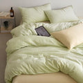 AOJIM Cottage Green Striped Duvet Cover Set King Size Textured Bedding 3Pcs
