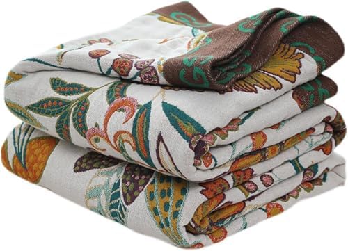 White Floral Rustic Cotton Throw Blanket Gift for Mom 60''x80''