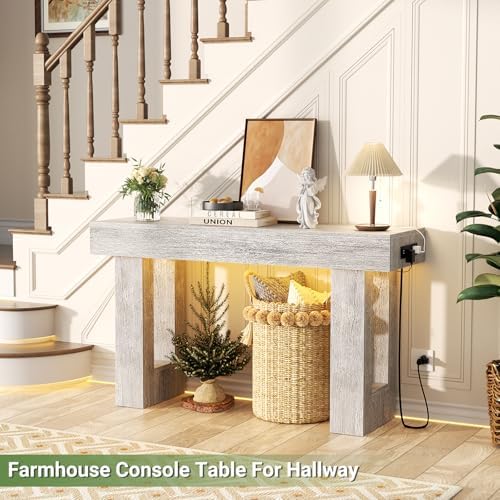 Unikito 47" Entryway Table with Sensor Light & AC Outlets with USB-C Ports