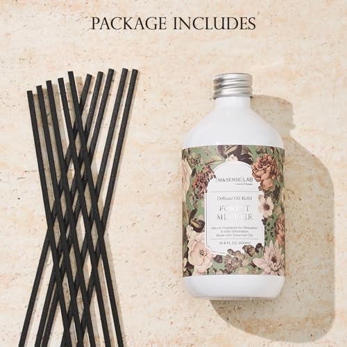 M&SENSE Reed Diffuser Set, Forest Mint Fir, 17oz Natural Essential Oil