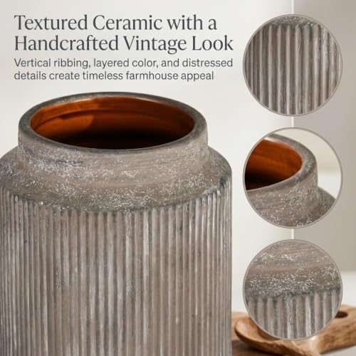 Ceramic Utensil Holder, Rustic Vintage Kitchen Utensil Holder