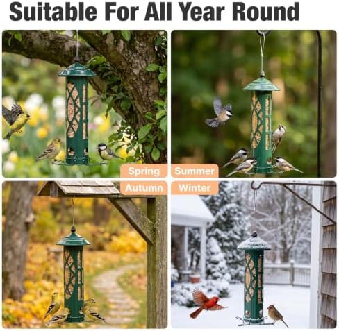 Veehoo Squirrel Proof Bird Feeders for Outdoors Hanging, Holds Up to 3.5 lb