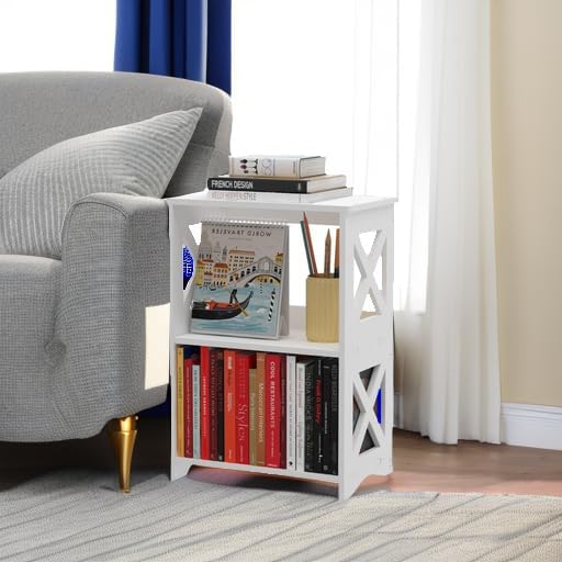 3-Tiers Side Table, Narrow End Table, Minimalist Bedside Tables Nightstand.