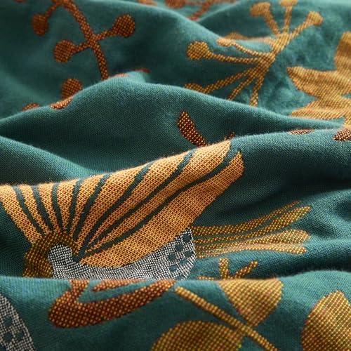 Bailix Boho Throw Blanket, 100% Cotton, Woven Bird Pattern, 60"x80"