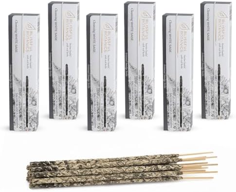 Tulasi White Sage Incense Sticks for Cleansing (48 Scent Sticks) | with Real Herbs | Long-Lasting 55-Minute Burn | Natural Essential Oils | Perfect for Meditation, Yoga & Removing Negative Energy