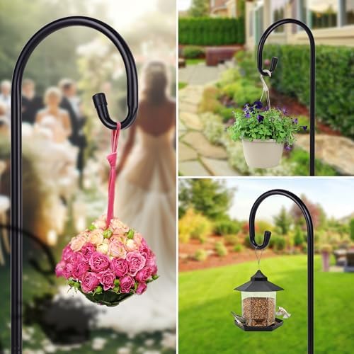 Ottsuls Shepherd-Hooks Adjustable for Bird-Feeder Lantern Plant-Hook Garden-Stake - Plant Stand Hanger for Outdoor Flower Basket, Bird Feeder Hanger Weddings Décor