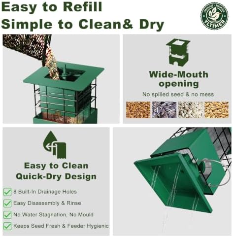 Squirrel Proof Bird Feeder,3.5Lb,4 Ports,Weight Activated,Easy Refill