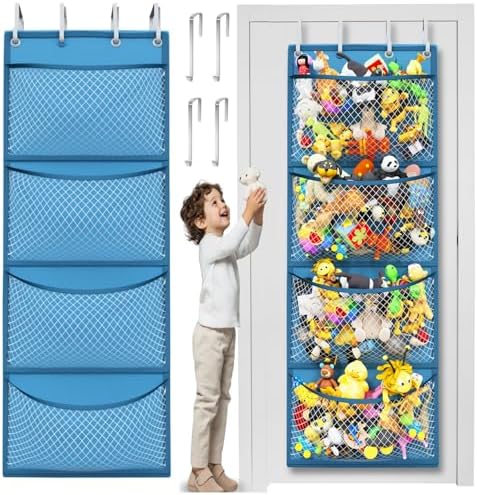 Honeyera Storage for Stuffed Animal - Over Door Organizer for Stuffies, Baby Accessories, and Toy Plush/Easy Installation with Breathable Hanging Pockets