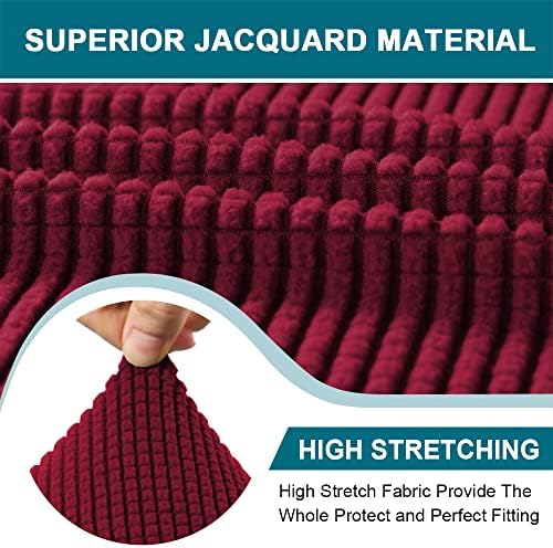 Turquoize 4 Piece T Cushion Sofa Slipcovers Stretch Couch Cover Furniture Covers with 3 Individual T Cushion Covers, Machine Washable (3 Cushion Sofa, Burgundy)