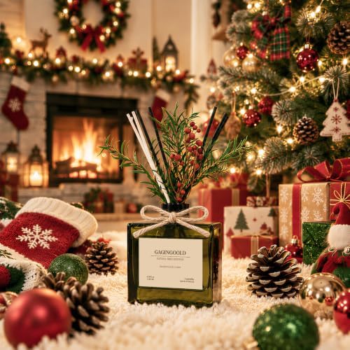 Reed Diffuser, 6.1 oz Amber Woods Scent Diffuser with Sticks & Dried Flowers, 120 Days Long Lasting diffusers for Home, Elegant Fragrance for Bathroom Bedroom Office Decor Air Fresh