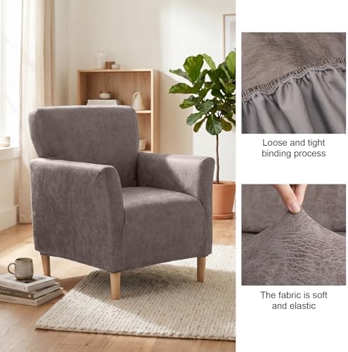 Armchair Covers Stretch Arm Covers Chair Couch Covers, Faux Leather Looking Armchair Slipcover Washable Chair Protector for Living Room (Color D-1)