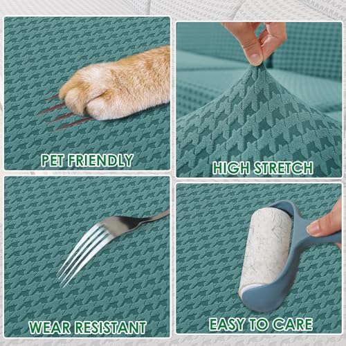 MAXIJIN Stretch Couch Cover Sofa Covers for 3 Cushion Couch (71"-91" Washable Sofa Slipcovers with Non-Slip Foam & Elastic Strap, Dog Cat Pet Friendly Furniture Protector (Large, Peacock Blue)