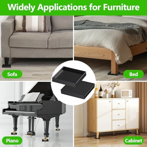Non Slip Furniture Pads Square, 3" 8PCS Furniture Coasters for Wood Floors