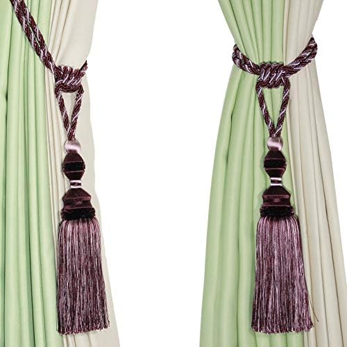 2Pcs Tassel Curtain Tiebacks Drapery Curtain Holdbacks-Purple
