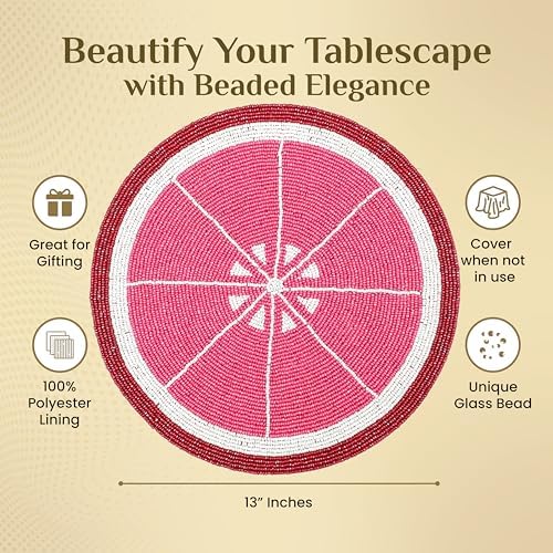 ALPHA Living HOME Beaded Placemats Set of 4 Multi Round Glass Chargers