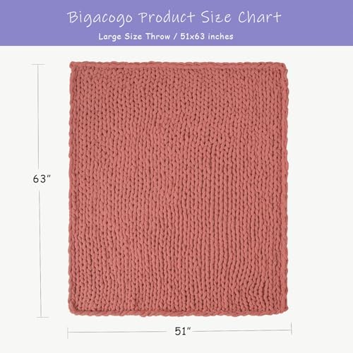 Bigacogo Chunky Knit Throw Blanket for Couch, 51x63 inches, Antique Red