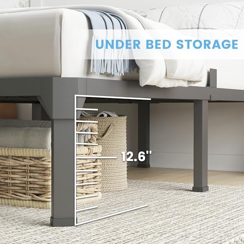 14 Inch King Metal Bed Frame with 4 pcs Mattress Stopper