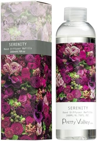 Reed Diffuser Refill Serenity 6.76oz (200ml), Long-Lasting Floral Essential Oil, Home Fragrance for Bedroom, Bathroom Home Decor