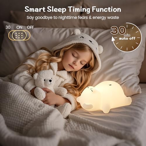 FAMIDUO Sleepy Snoring Bear Night Light,Novelty Nursery Nightlight for Kids