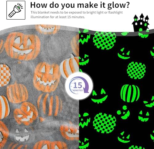 TEHALK Cute Halloween Blanket for Couch, Spooky Blanket for Boys/Girls/Kids/Teens, Pumpkin Blankets for Women/Men 40"x 60"