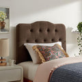 Modway Annabel Premium Linen Blend Twin Headboard in Cocoa - Soft Fabric Headboard Only with Diamond Button Tufting and 7 Height-Adjustable Positions