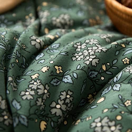 HighBuy Jersey Knit Cotton Duvet Cover Full Green Floral Bedding Set 100% T-Shirt Comfy Bedding Sets Super Soft Garden Chic Knit Cotton Comforter Cover Full Size