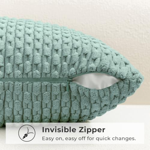 Kevin Textile Soft Corduroy 20x20 Inch Pillow Covers 2 Pack, Dusty Green