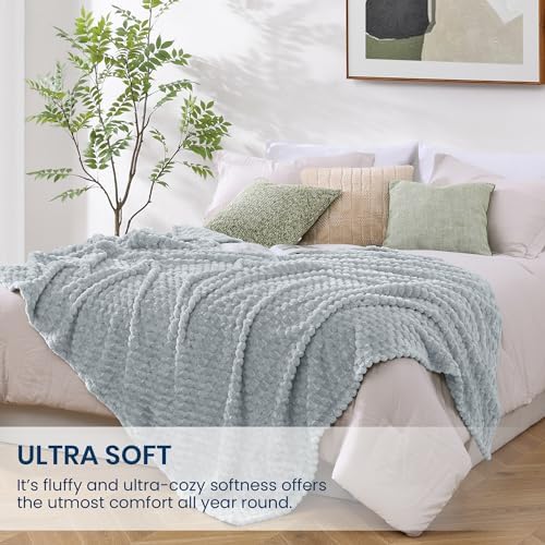 Monbix Twin Blanket for Couch-Room Decor Fuzzy Fleece Flannel Bed Blankets
