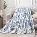 Floral Throw Blanket, Blue White Throws with Wildflowers Botanical Floral Printed for All Seasons, Vintage Butterfly Fluffy Fuzzy Blanket for Bedding Sofa and Travel Couch Chair Sofa Home Decor,50x60