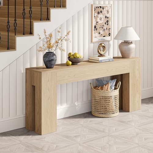 Epecoya Extra Long Console Table for Entry Way 79-Inch, Light Oak