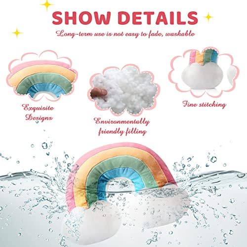Queekay Set of 3 Kids Cloud Rainbow Pillows Sun Plush Decor, Cute Style