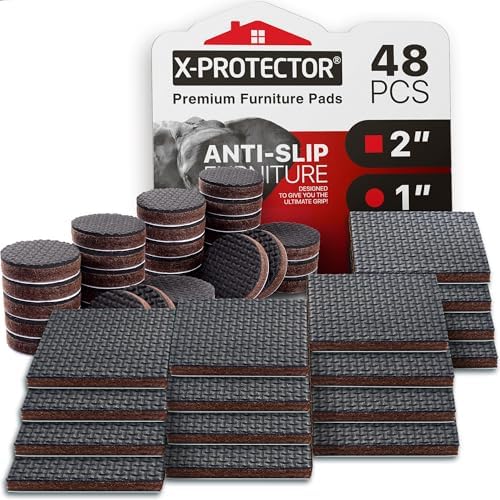 Non Slip Furniture Pads X-PROTECTOR 48 PCS - 32 pcs 1” Round + 16 pcs 2"
